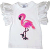 Lola + The Boys Beaded Flamingo Ruffle T-shirt