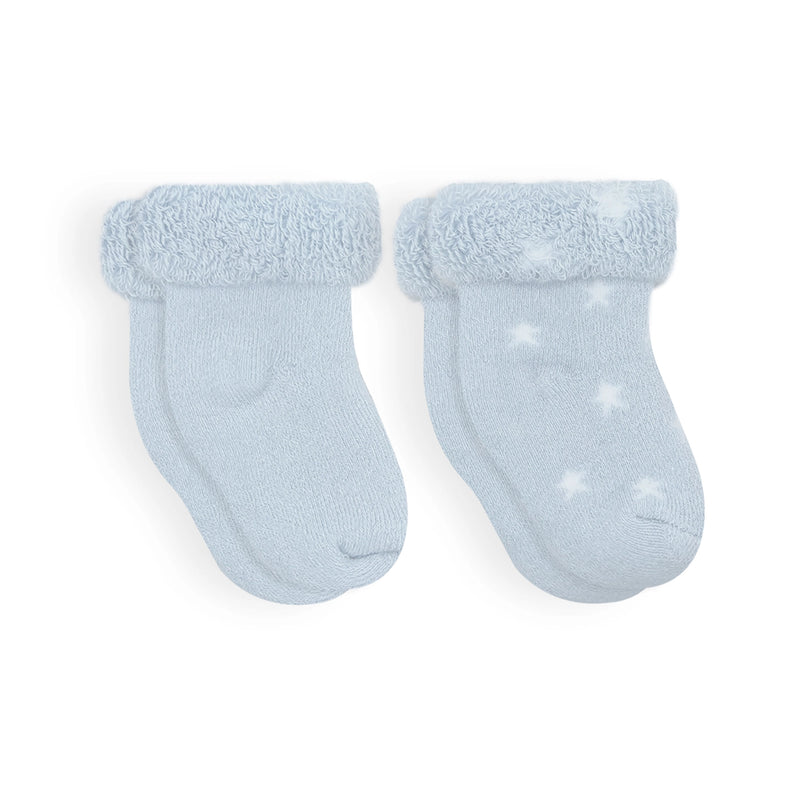 Solid/Stars Infant Socks - 2 Pack - Ice Blue