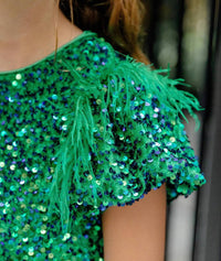 Lola + The Boys Emerald Shimmer Party Dress