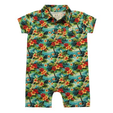 Me & Henry Molokai Printed Romper | Hibiscus