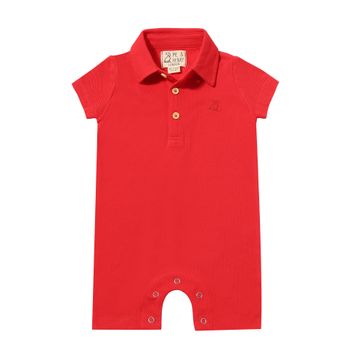 Me & Henry Drift Polo Romper | Red Pique