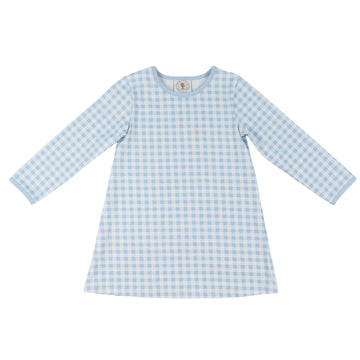 Cypress Row Blue Gingham Susie Swing Longsleeve Dress