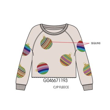 Paper Flower All Over Sequins Ornament Sweatshirt | Pastel Parchment