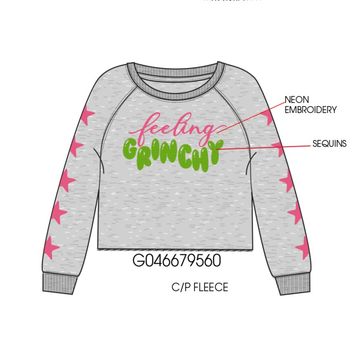 Paper Flower Sequins Feeling Grinchy Sweatshirt | Heather Gray