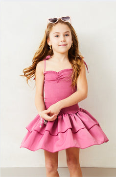 Theme Lola Satin Smocked Ruffle Dress - Rose
