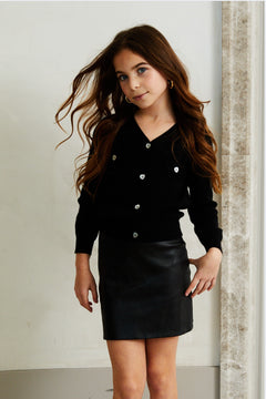 Theme Mickey Cardigan Sweater with Rhinestone Buttons - Black