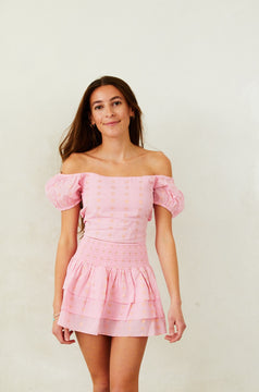 Theme Noa Lurex Heart Tie Back Top | Ballet Pink