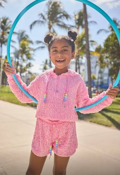 Lola + The Boys Pretty in Pink Sequin Short Set