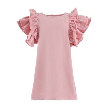 Lola + The Boys Pink Princess Ruffle Denim Dress