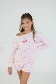 Paper Flower Micro Berry All Over Print Wide Neck Sweatshirt | Carinaria