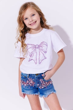 Lola + The Boys Crystal Bow T-Shirt