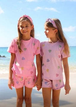 Lola + The Boys Crystal Hearts Short Set | Lavender
