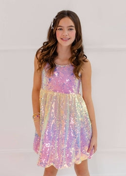 Lola + The Boys Sparkle Ombre Rainbow Dress