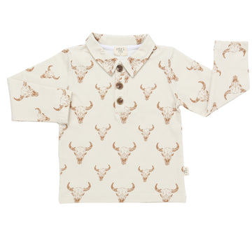 NTRL CO. Little Longhorns Long Sleeve Polo
