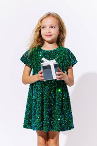 Lola + The Boys Emerald Shimmer Party Dress