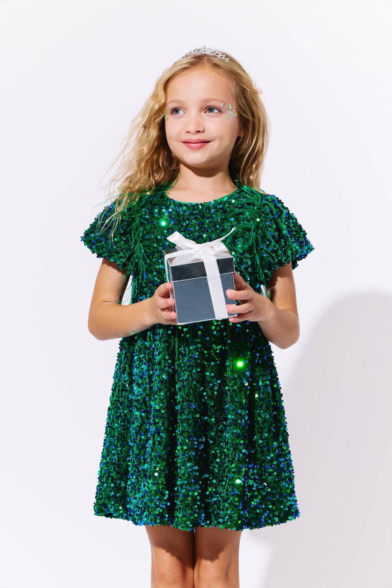Lola + The Boys Emerald Shimmer Party Dress