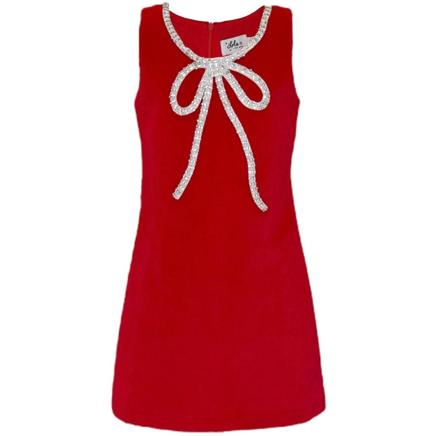 Lola + The Boys Red Velvet Bow Princess Dress