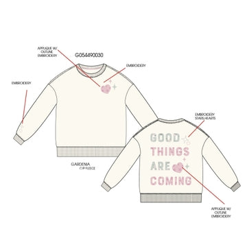 Paper Flower Good Things Are Coming Applque Sweatshirt | Coconut Cream