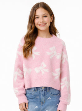 Vintage Havana Pink Bowtie All Over Bow Sweater