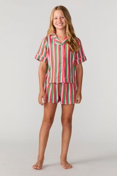Sunshine Society Christmas Candy Stripe Silky Ss Short Set | Candy Stripe - Baby Biz