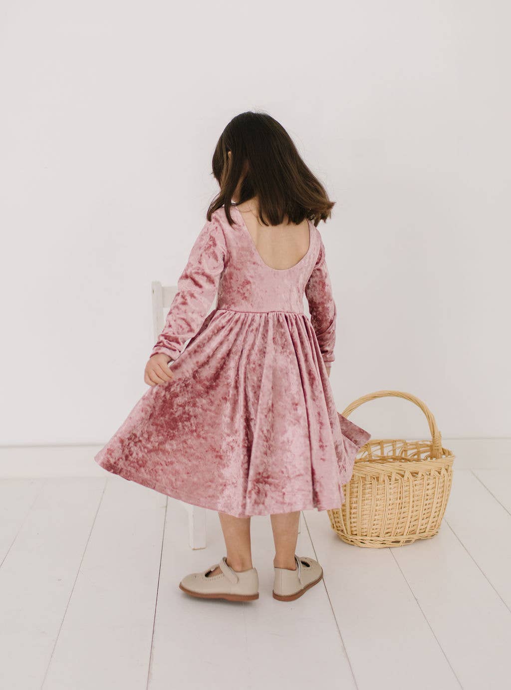 Gwendolyn Dress in Tea Rose Crushed Velvet