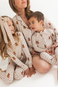 In My Jammers Teddy Gingham Zipper Romper