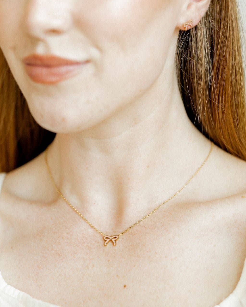 Screwback Stud Earrings - Sadie Bow Light Pink