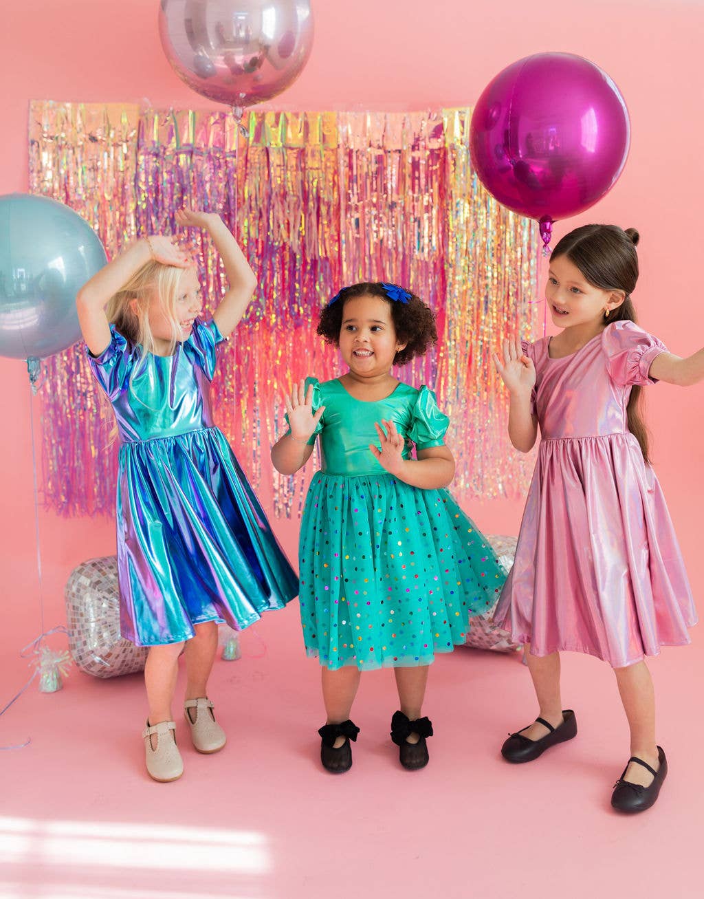 Puff Dress in Aqua Lamé