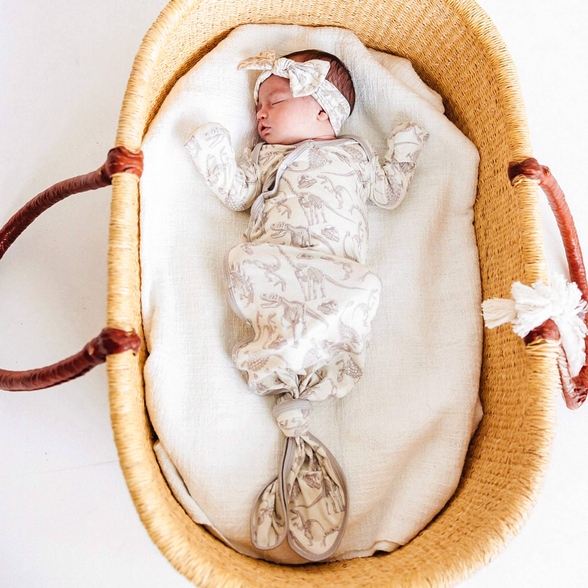 Copper Pearl Newborn Knotted Gown | Jurassic Park Fossils