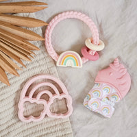 Ritzy Rattle™ Silicone Teether Rattles: Neutral Rainbow