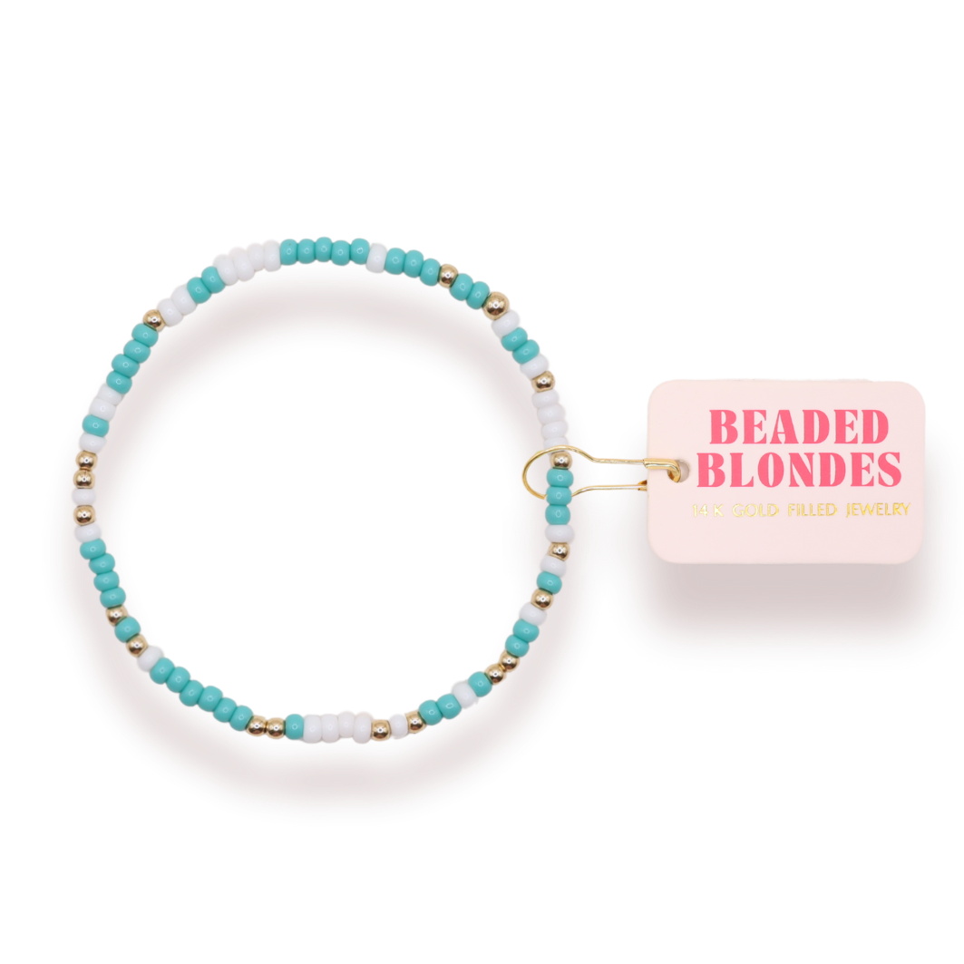 Turquoise and White Sprinkle Bracelet