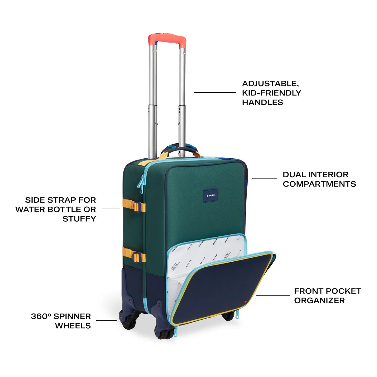 Green & Navy Logan Carry-On Suitcase - Baby Biz