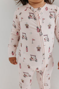 In My Jammers Pink Golf Zipper Romper