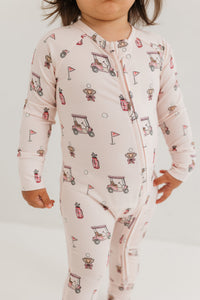 In My Jammers Pink Golf Zipper Romper