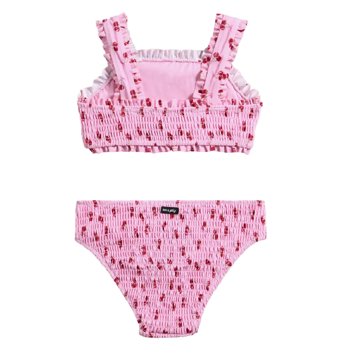 Ava & Yelly Girls Cherry Smocked Two-Piece Swimsuit
