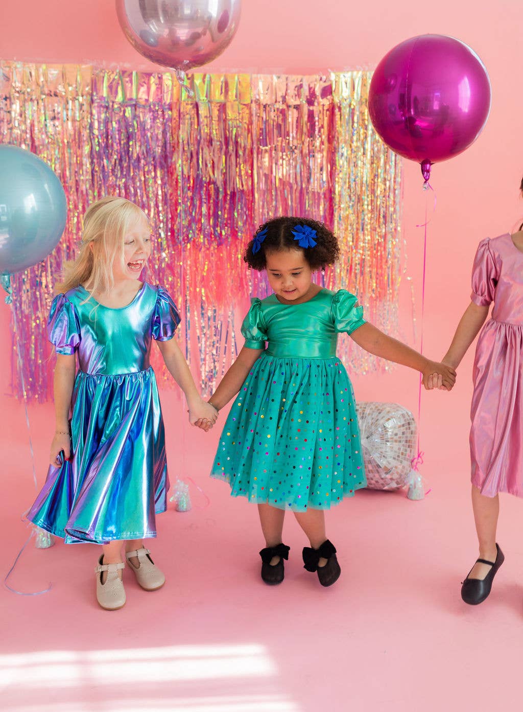 Puff Dress in Aqua Lamé