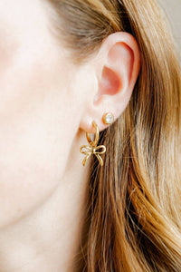 Huggie Charm Earrings - Sadie Bow Gold