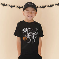 Dinosaur Skeleton Halloween Short Sleeve T-Shirt - Boys