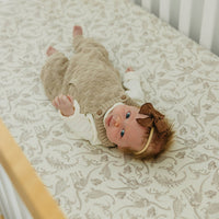Copper Pearl Premium Knit Fitted Crib Sheet | Jurassic Park Fossils