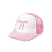 Coquette Bow Patch Trucker Hat - Pink/White - Kids Bows