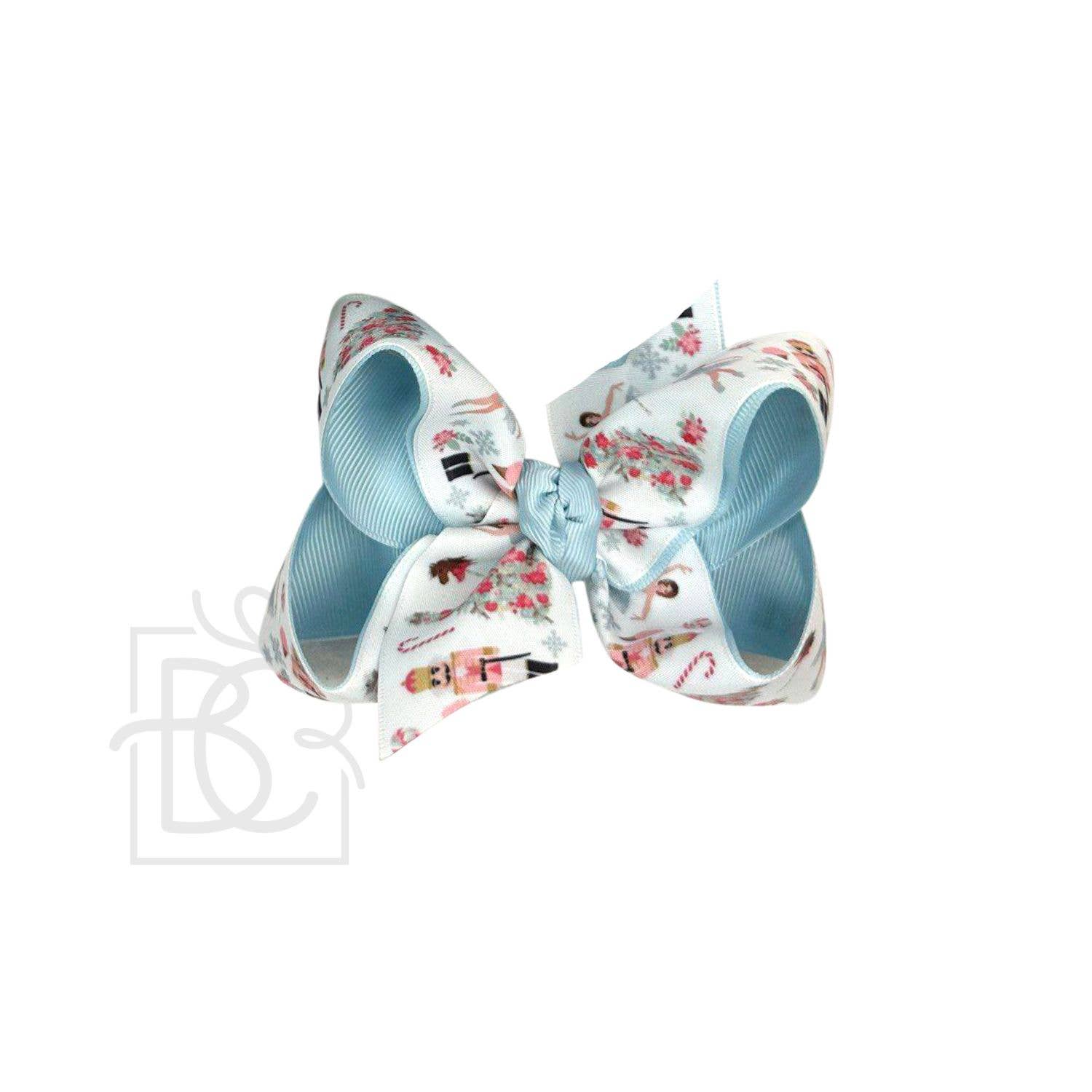 Layered Christmas Nutcracker Pastel Bow on Alligator Clip: Light Pink / 5.5" Huge