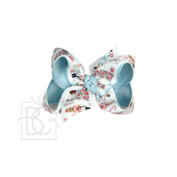 Layered Christmas Nutcracker Pastel Bow on Alligator Clip: Light Pink / 4.5" Large