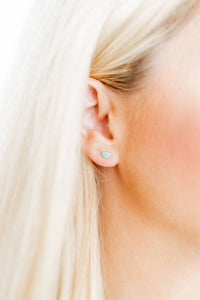 Screwback Stud Earrings - Nora Heart Teal