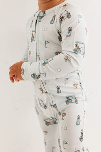 In My Jammers Blue Golf Zipper Romper