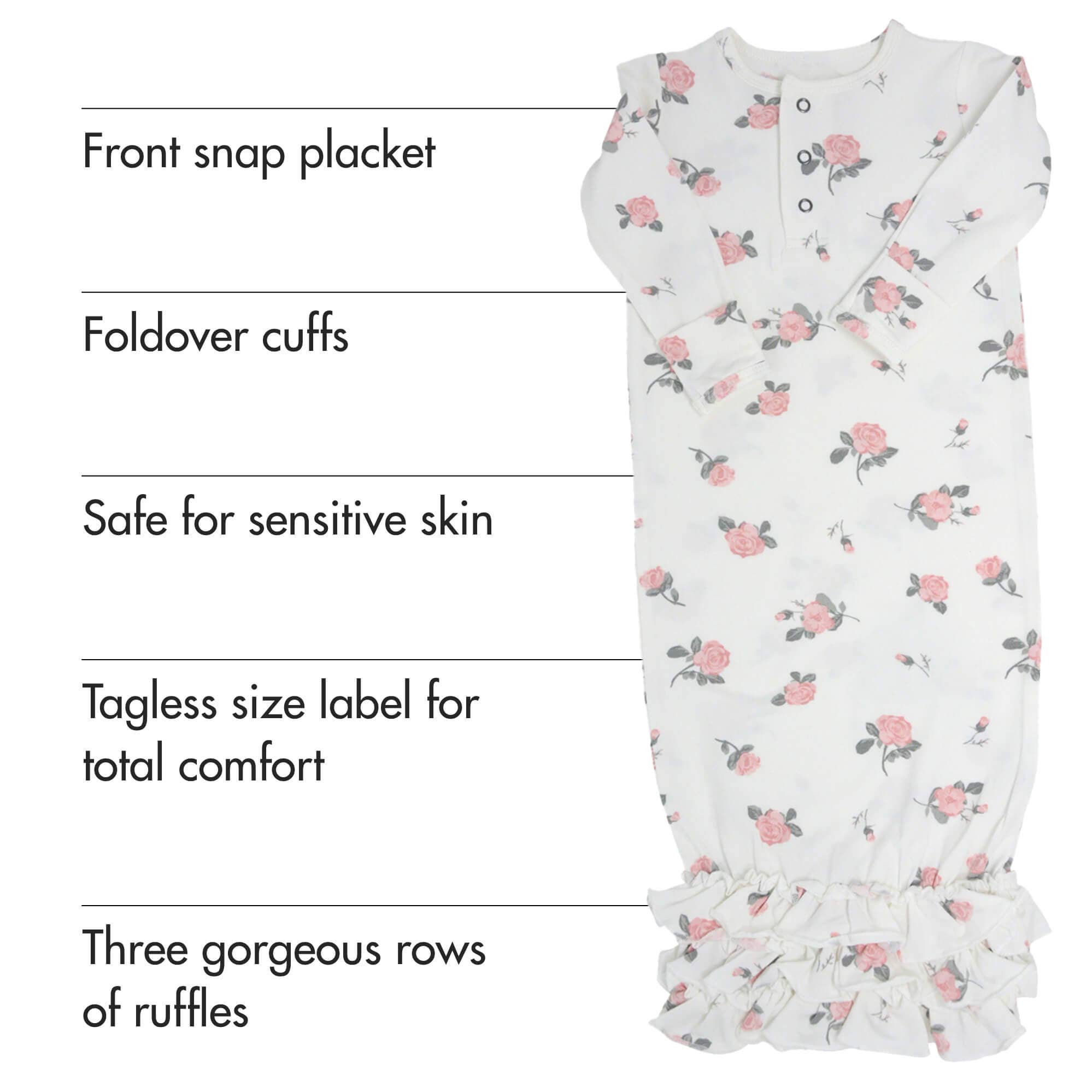 Ruffle Gown © - Roses White