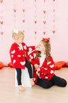 Mila & Rose Red/Coconut Heart Cozy Cardigan