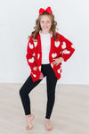 Mila & Rose Red/Coconut Heart Cozy Cardigan