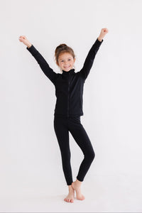Mila & Rose Balanced Black Full-Zip Ruffle Active Jacket