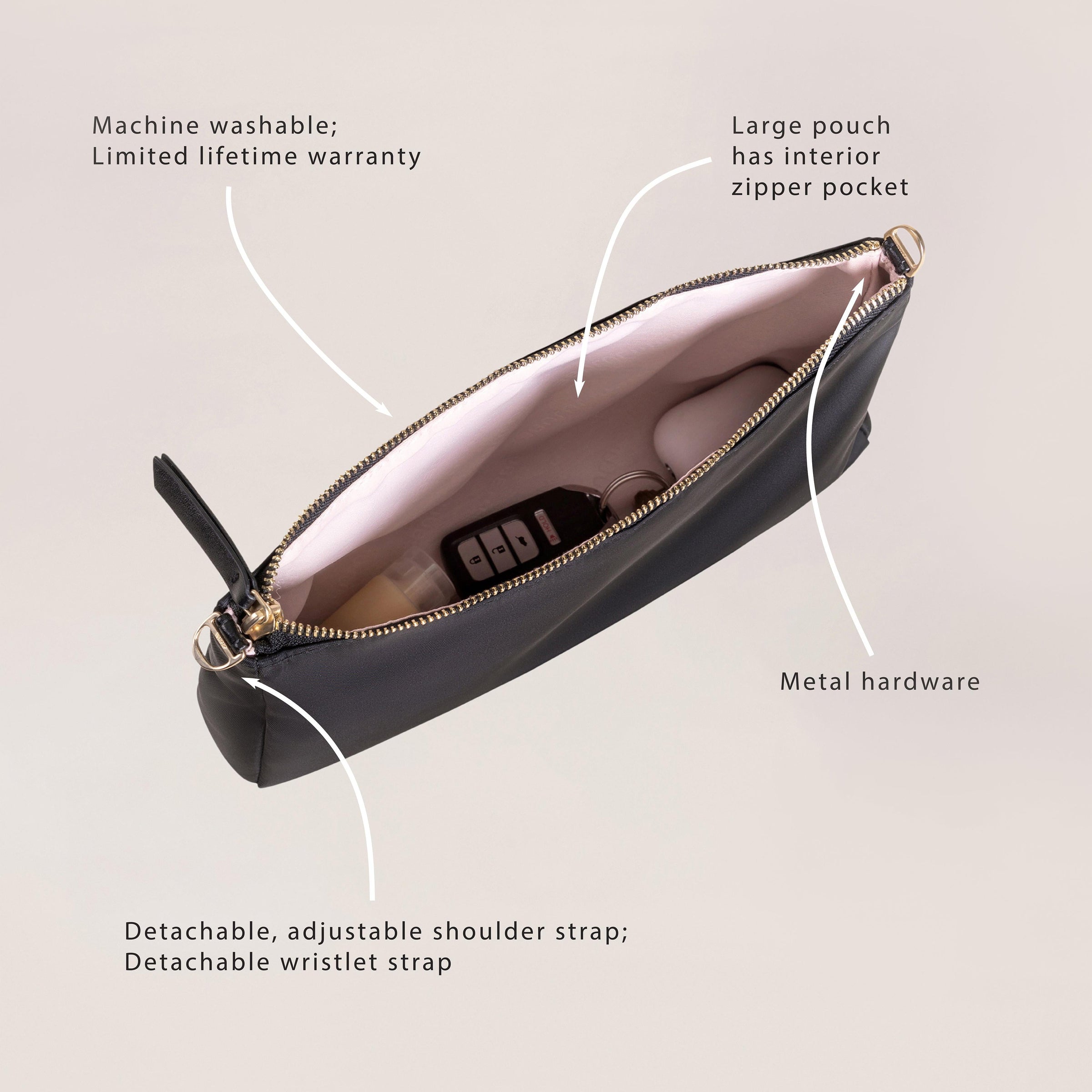 Jujube 3-Piece Pouch Clutch Purse Set | Black