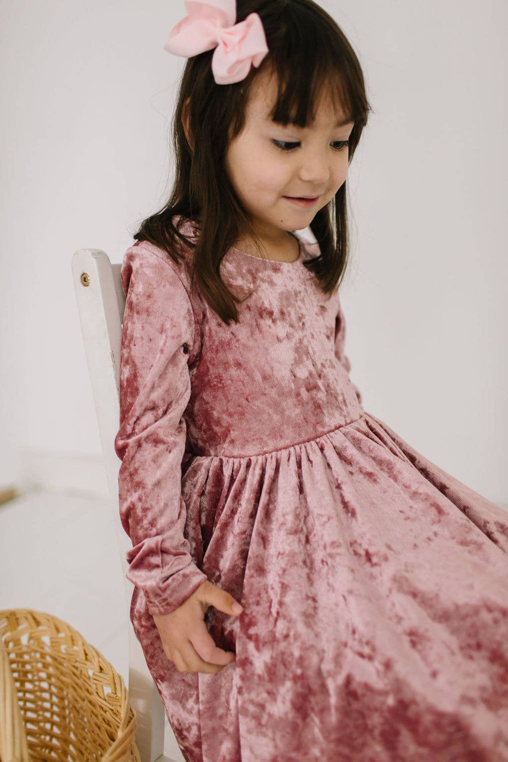 Gwendolyn Dress in Tea Rose Crushed Velvet